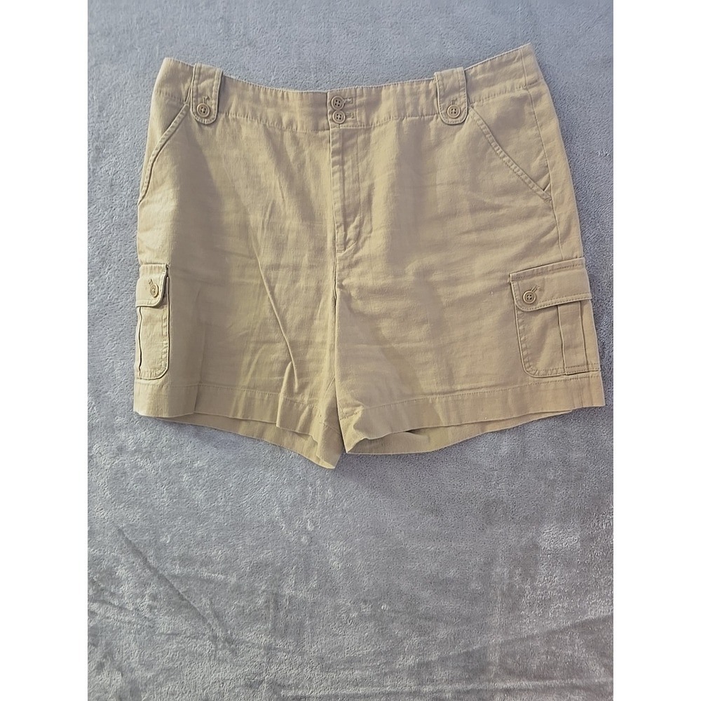 Lauren Ralph Lauren Women's Khaki Linen Cotton Cargo‎ Shorts Size 14